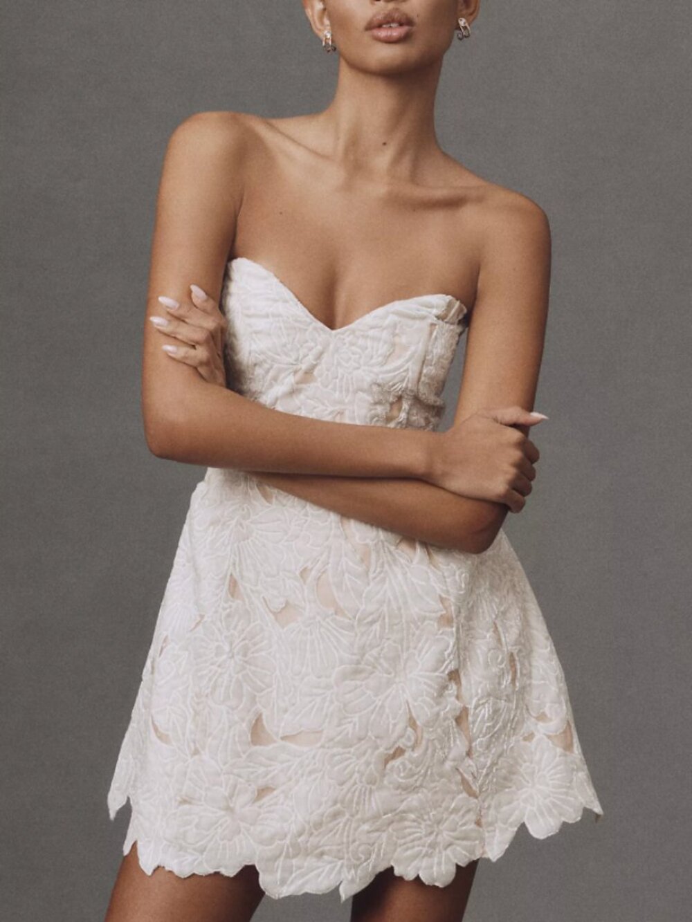 NWT BHLDN Strapless Velvet Mini Dress Ivory